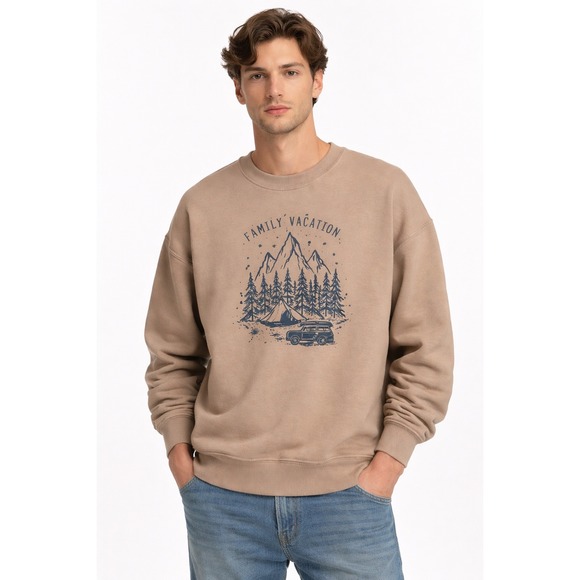 Kiel James Patrick Other - Kiel James Patrick Sweatshirt Mens 2XL Tan Family Vacation Graphic Pullover‎